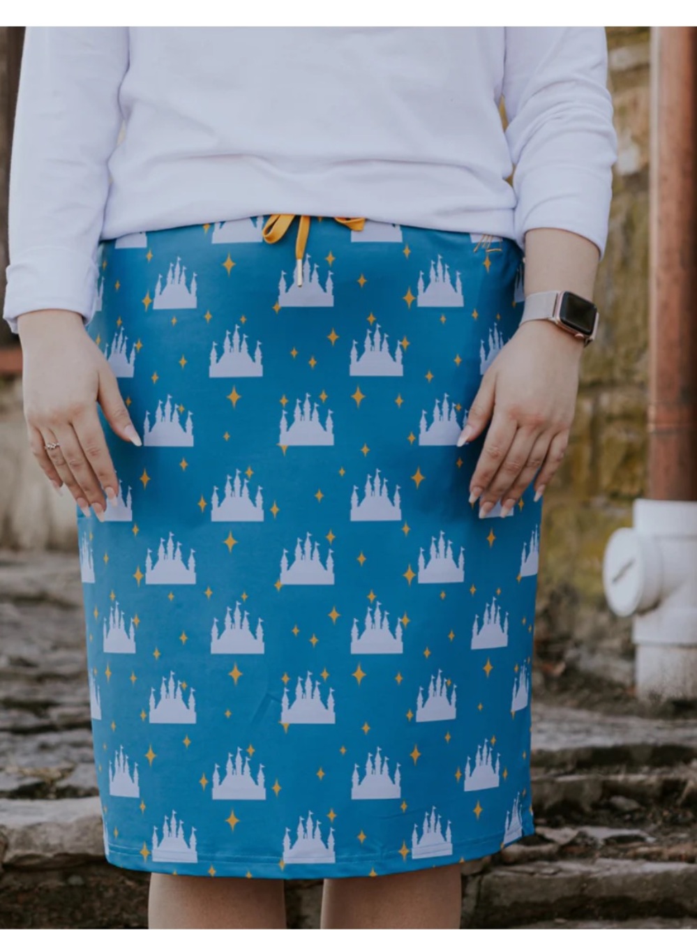 Blue Castle-Print Girls' Pencil Skirt